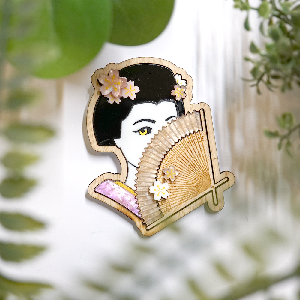 Sakura Geisha Brooch - Lost Kiwi Designs