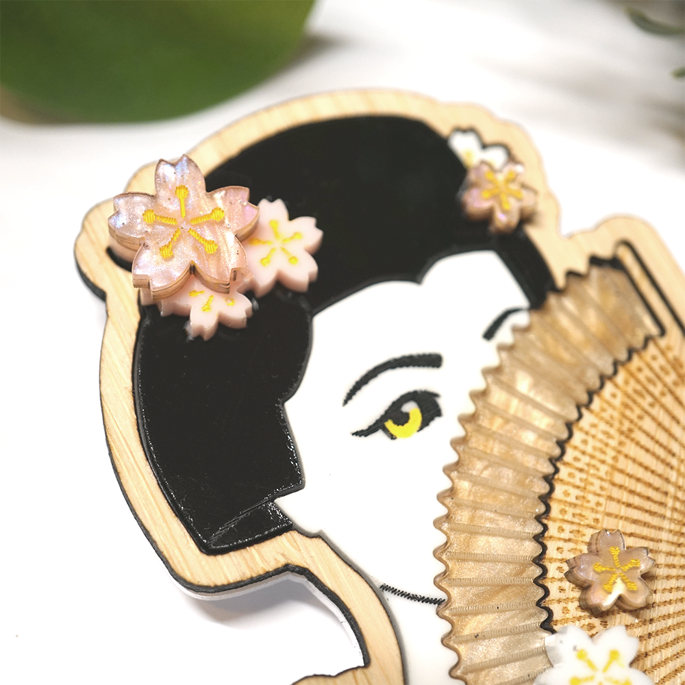 Sakura Geisha Brooch - Lost Kiwi Designs