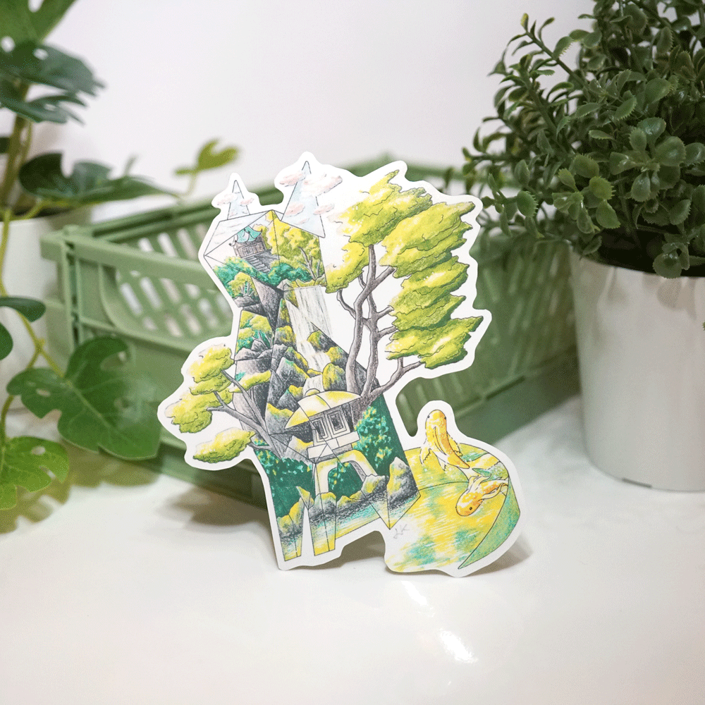 Origami Cat Sticker - Lost Kiwi Designs