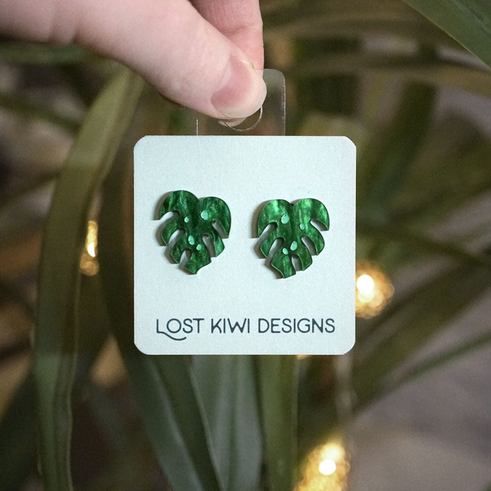 Monstera Studs - Lost Kiwi Designs