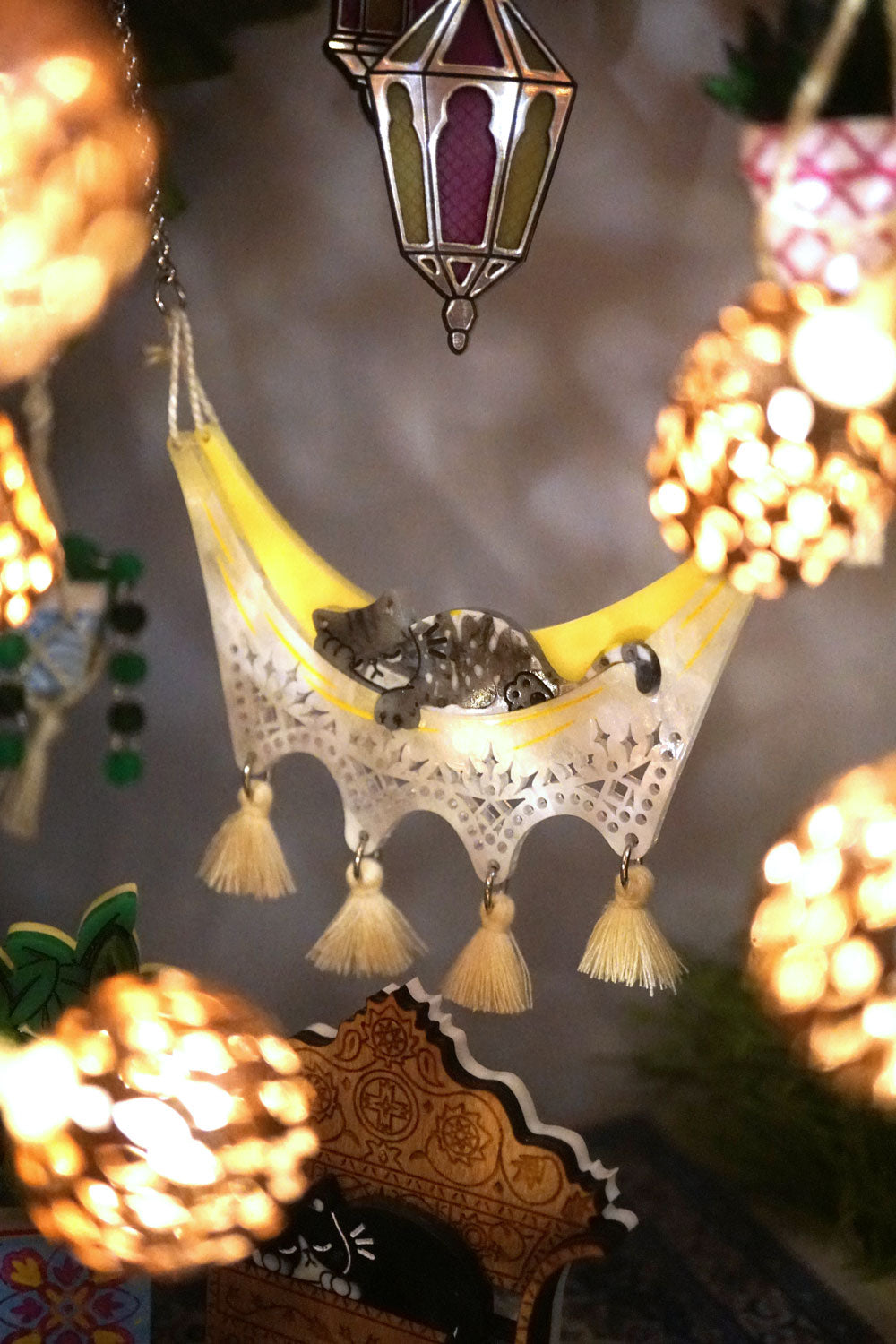 Chill Cat Hammock Necklace - Lost Kiwi Designs