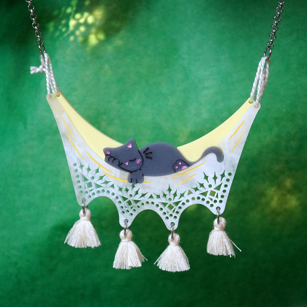 Chill Cat Hammock Necklace - Lost Kiwi Designs