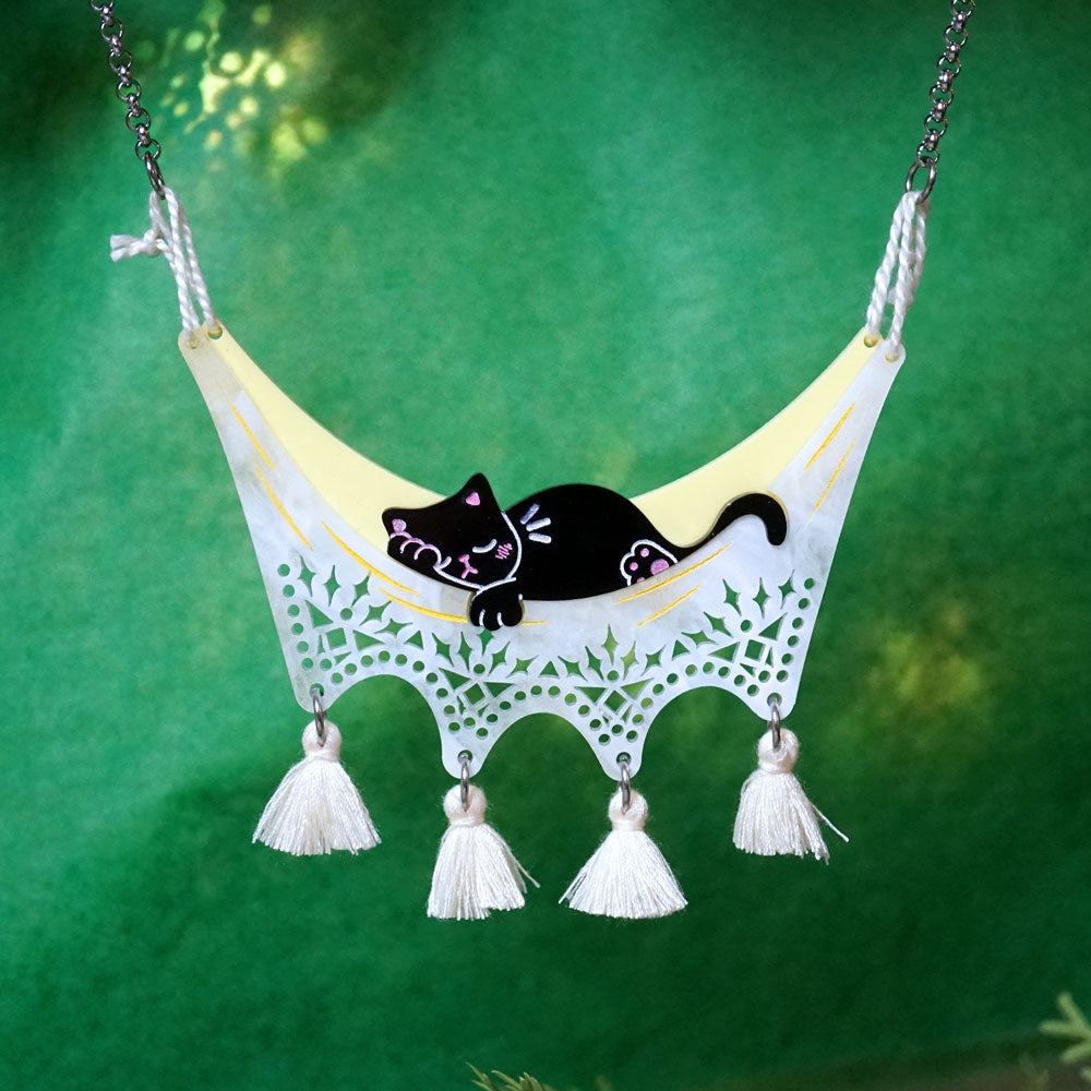 Chill Cat Hammock Necklace - Lost Kiwi Designs