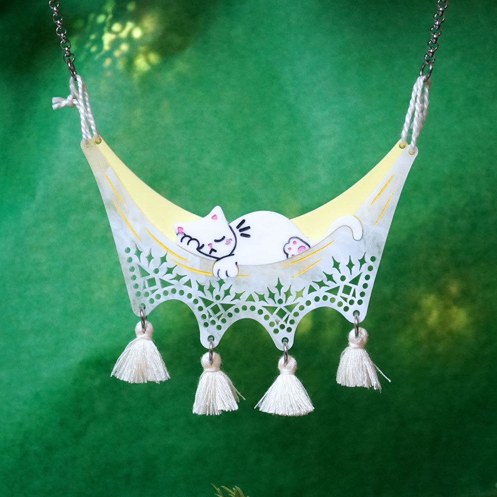 Chill Cat Hammock Necklace - Lost Kiwi Designs