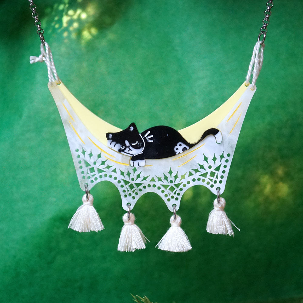 Chill Cat Hammock Necklace Resin - Lost Kiwi Designs