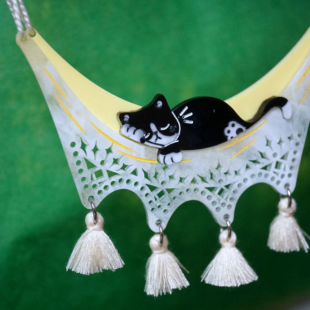 Chill Cat Hammock Necklace Resin - Lost Kiwi Designs