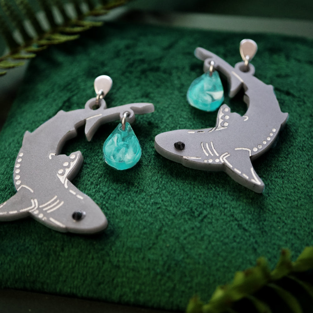 Salmon Shark Earrings - Lost Kiwi Designs