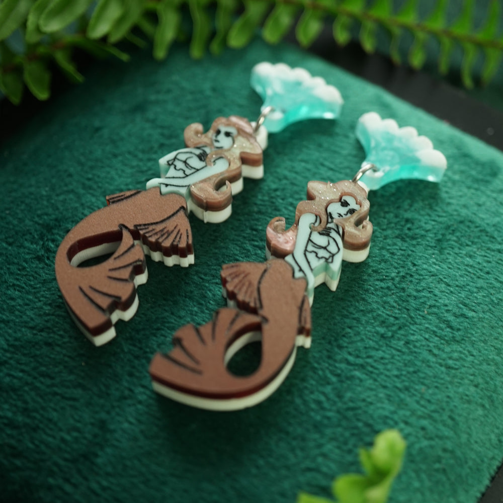 Mint-Choc Mermaid Earrings *Pre-Order* - Lost Kiwi Designs