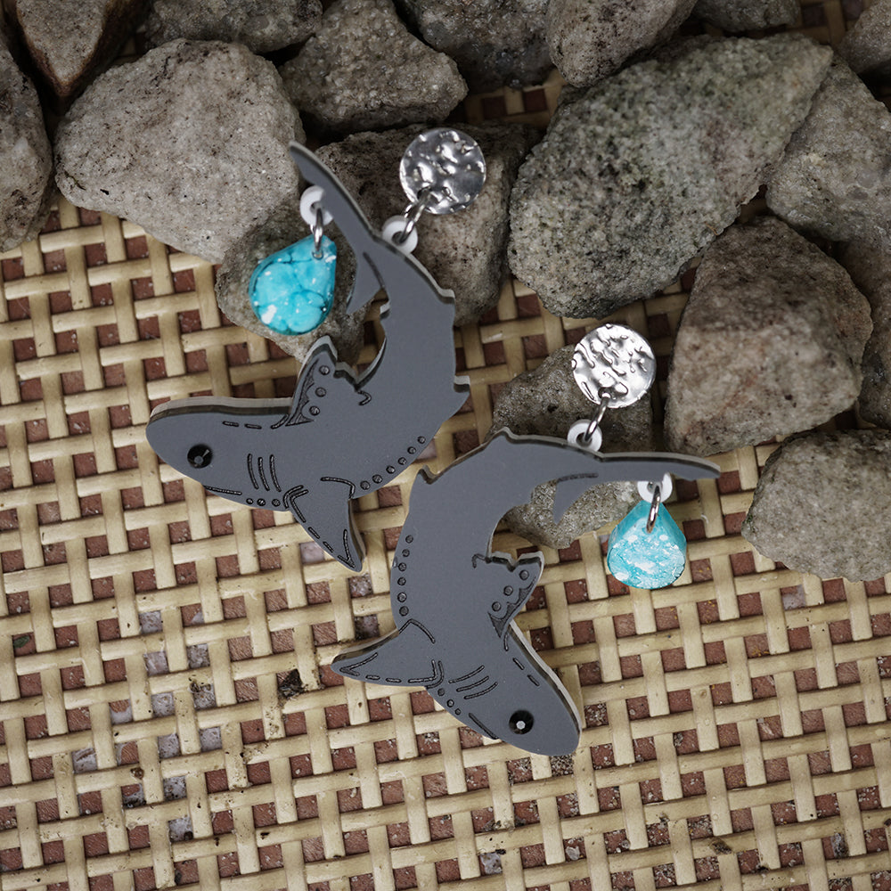 Salmon Shark Earrings - Lost Kiwi Designs