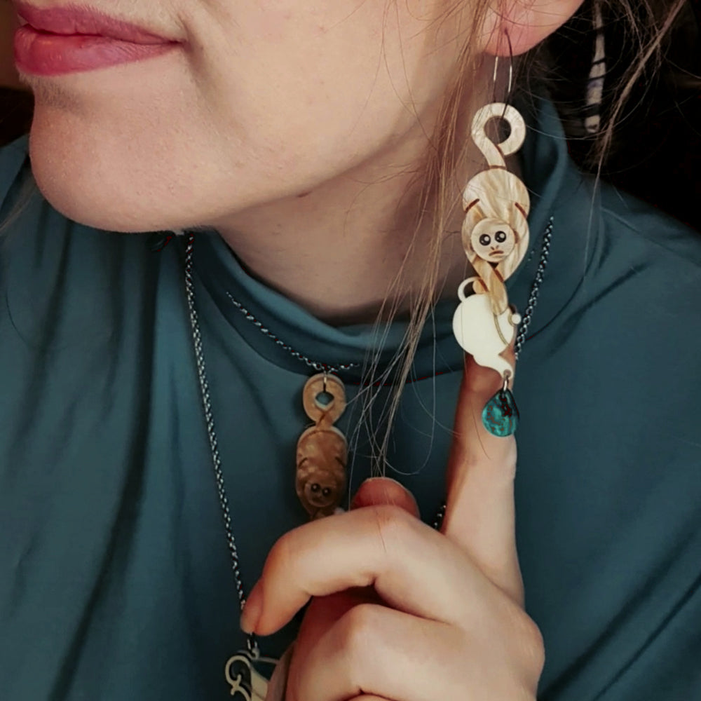 Monkey Dangle Earrings - Lost Kiwi Designs