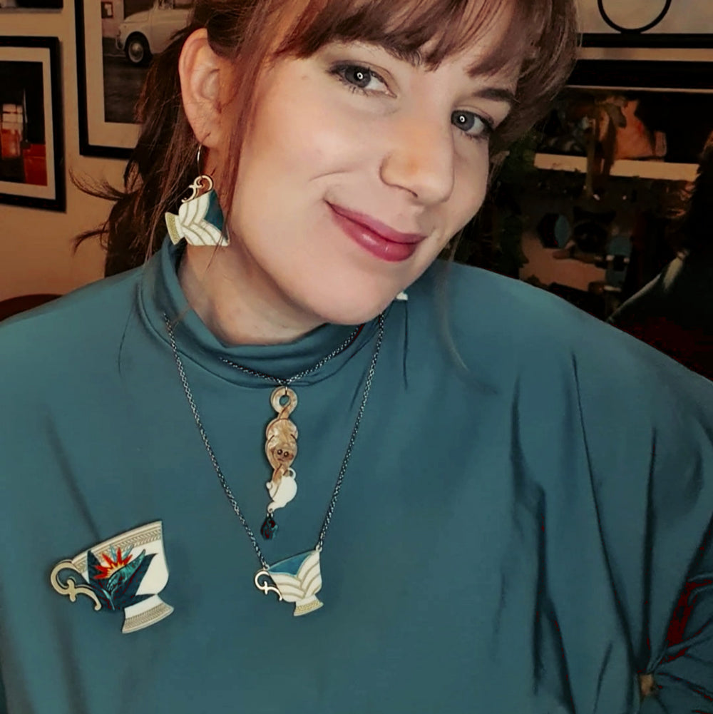 Teacup Brooch - Lost Kiwi Designs
