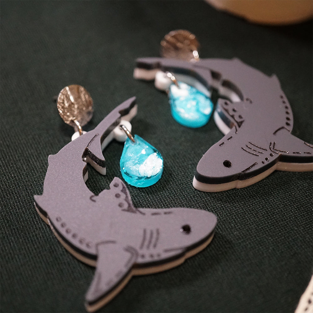 Salmon Shark Earrings - Lost Kiwi Designs