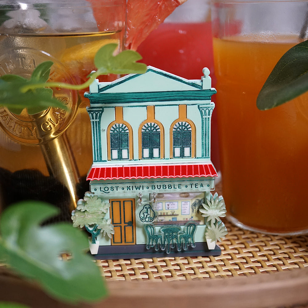 Bubble Tea Shopfront Brooch - Lost Kiwi Designs