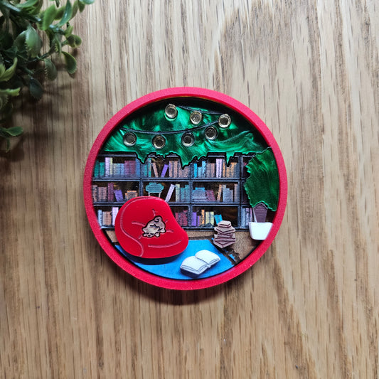 Clever Dog Books Interior Brooch