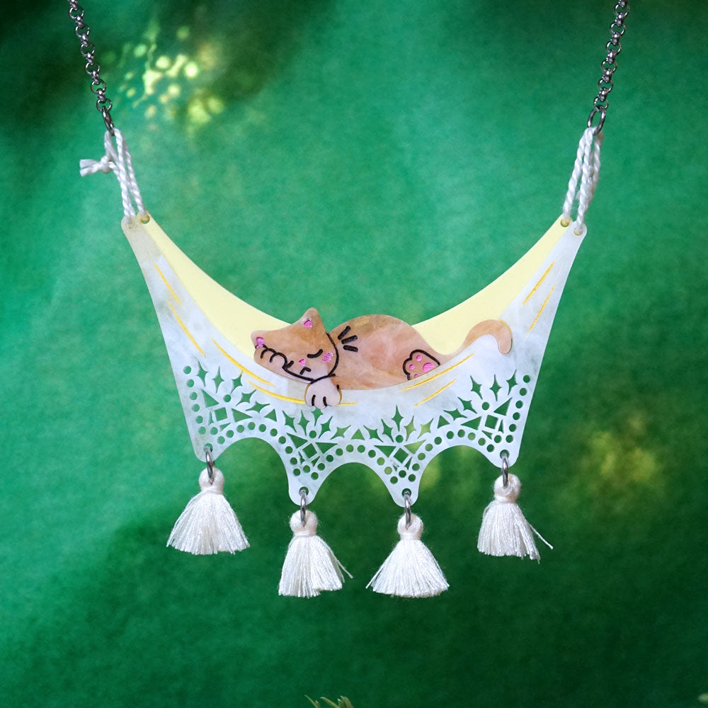 Chill Cat Hammock Necklace - Lost Kiwi Designs
