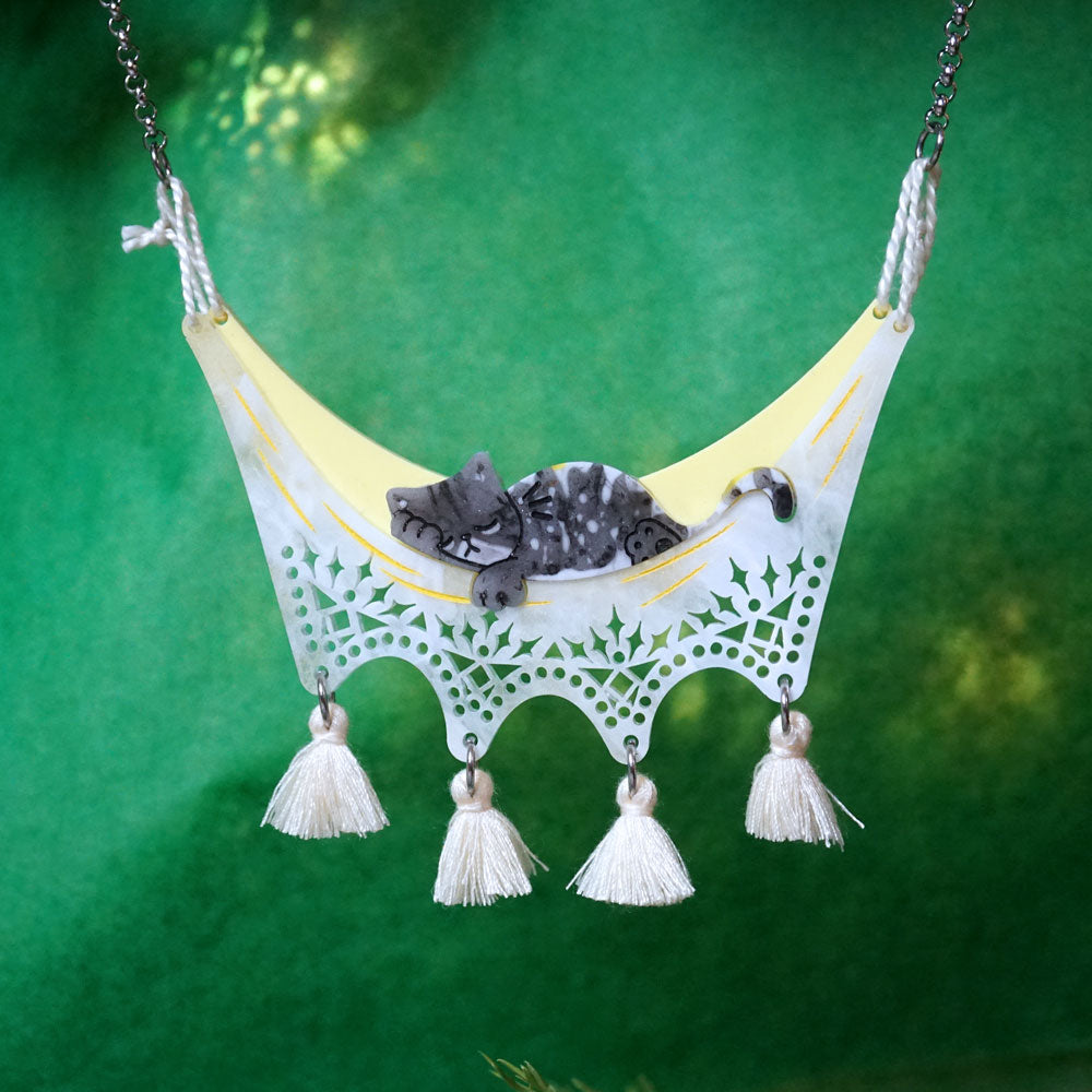 Chill Cat Hammock Necklace Resin - Lost Kiwi Designs