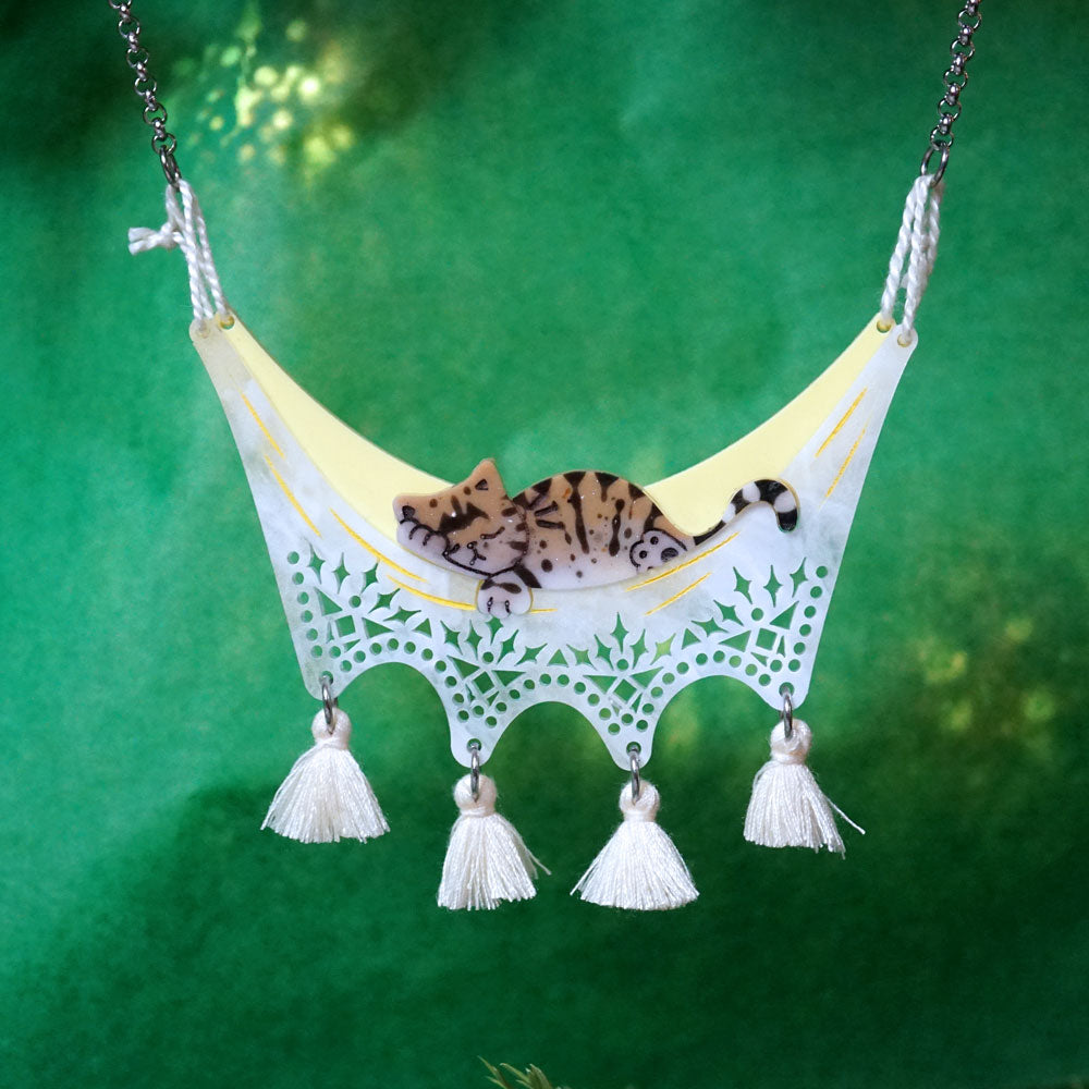 Chill Cat Hammock Necklace Resin - Lost Kiwi Designs