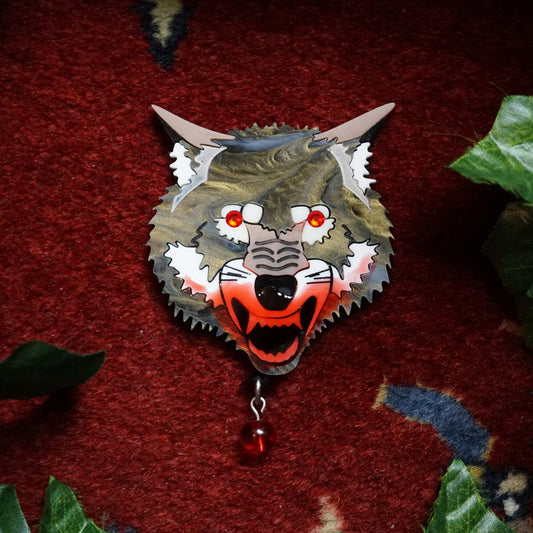 Red Wolf Brooch