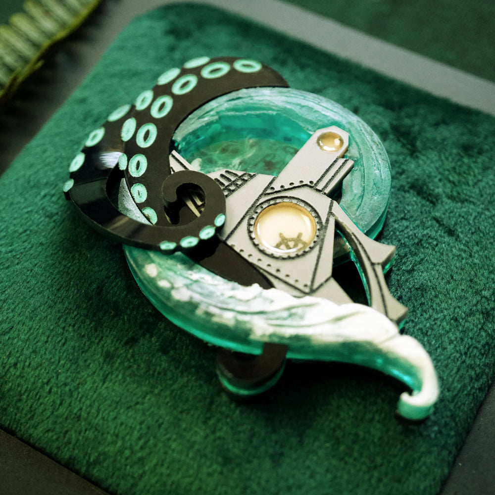 Nautilus Vs. Squid Brooch