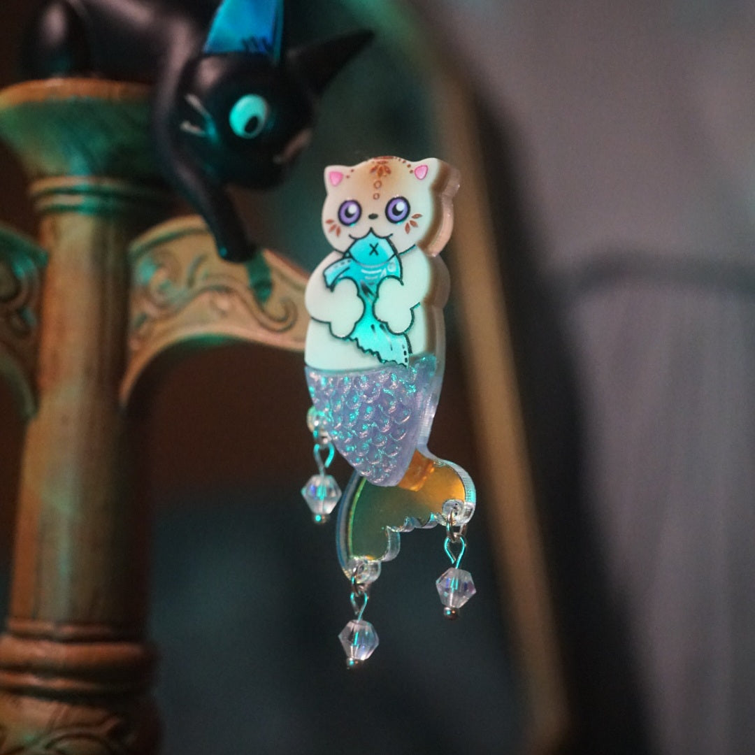 Meowmaid Mini Brooch *Pre-Order* - Lost Kiwi Designs