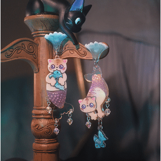 Meowmaid Earrings *Pre-Order* - Lost Kiwi Designs