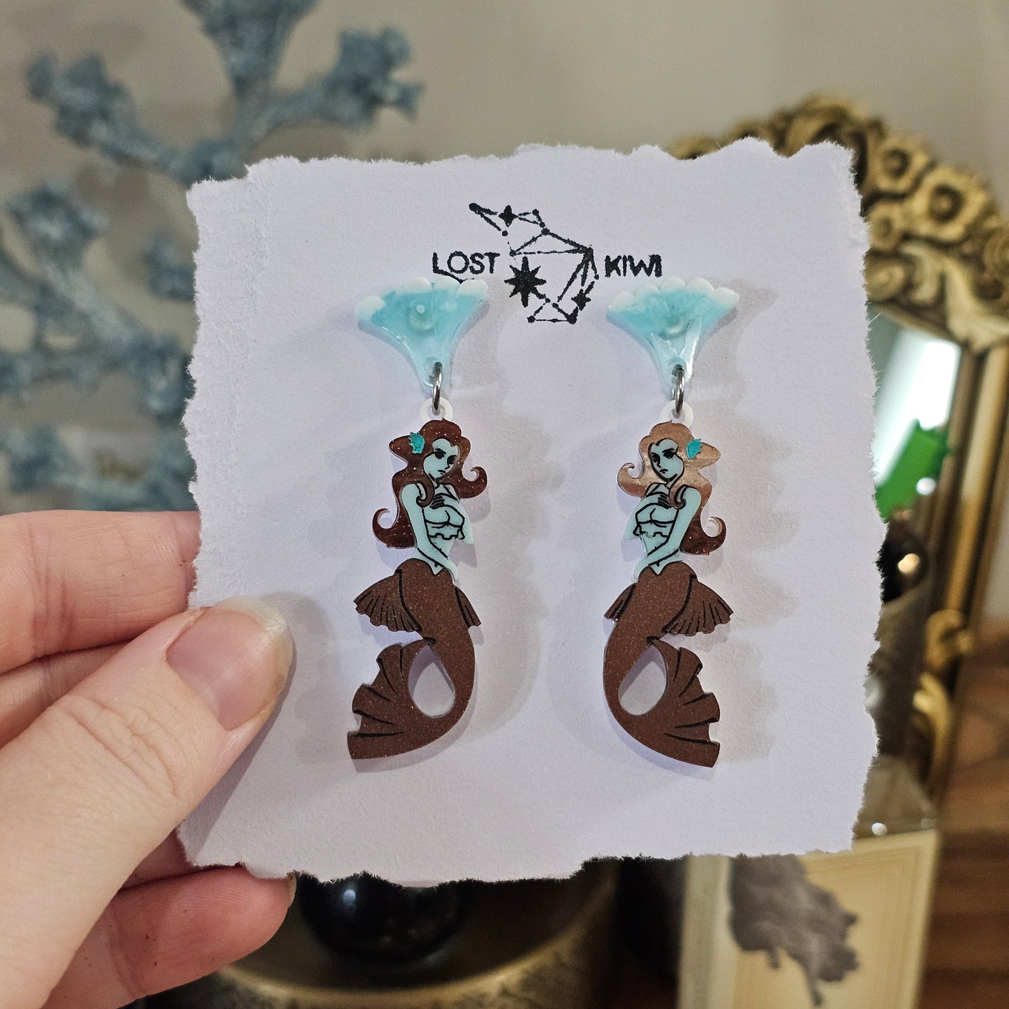 Mint-Choc Mermaid Earrings - Lost Kiwi Designs