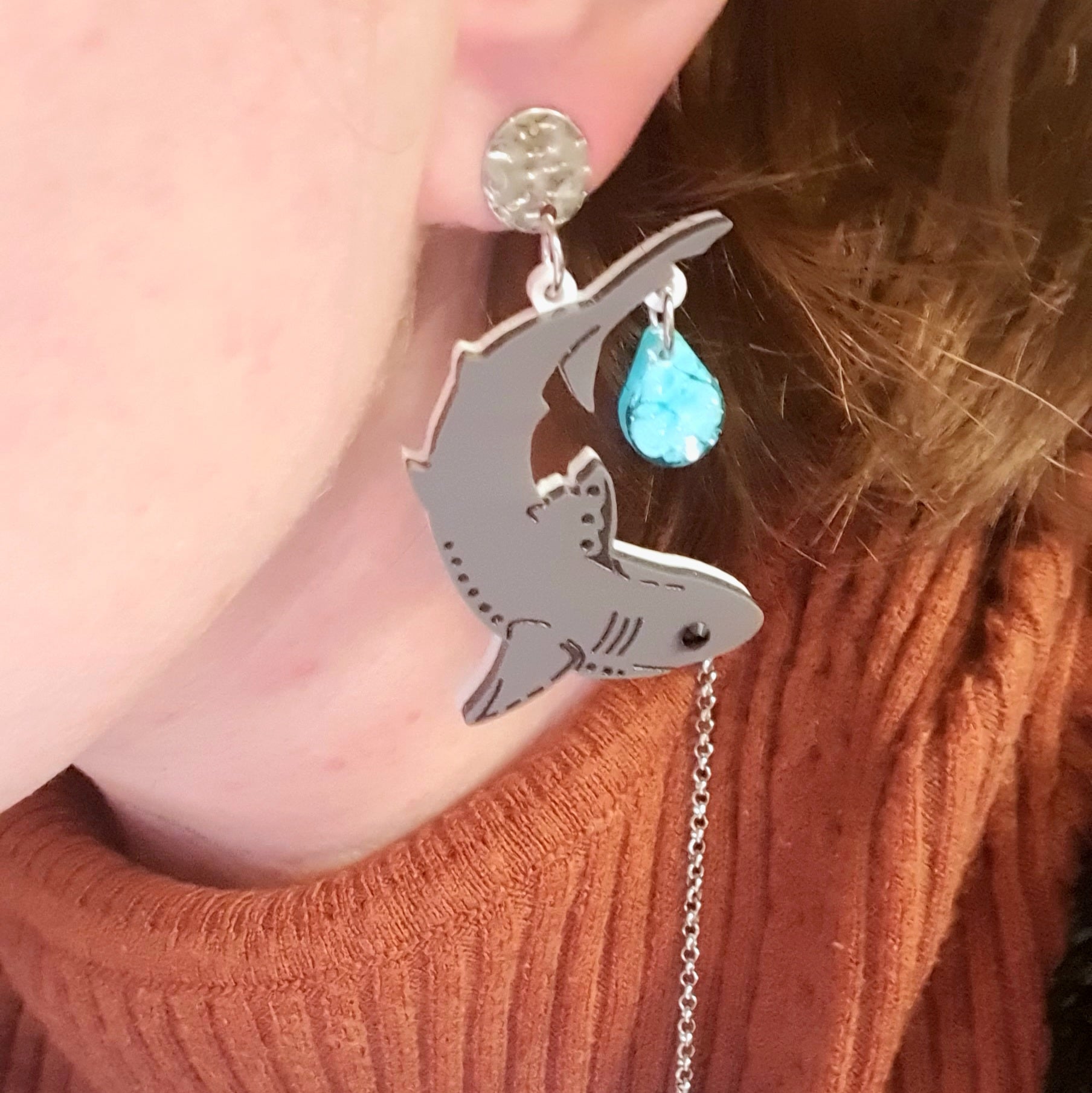 Whale on sale shark earrings