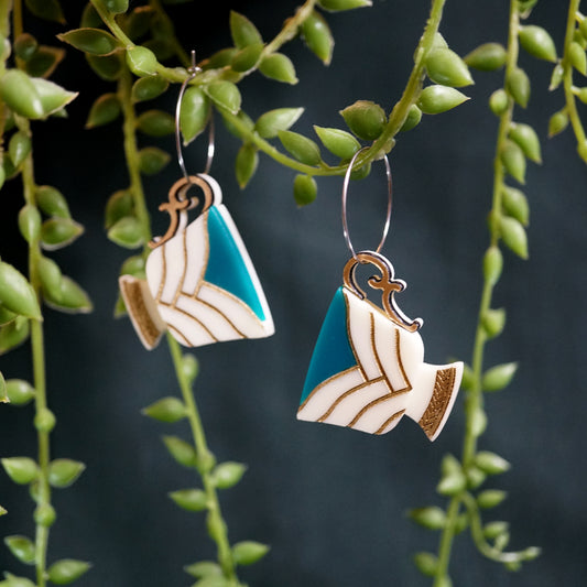 Teacup Dangle Earrings - Lost Kiwi Designs