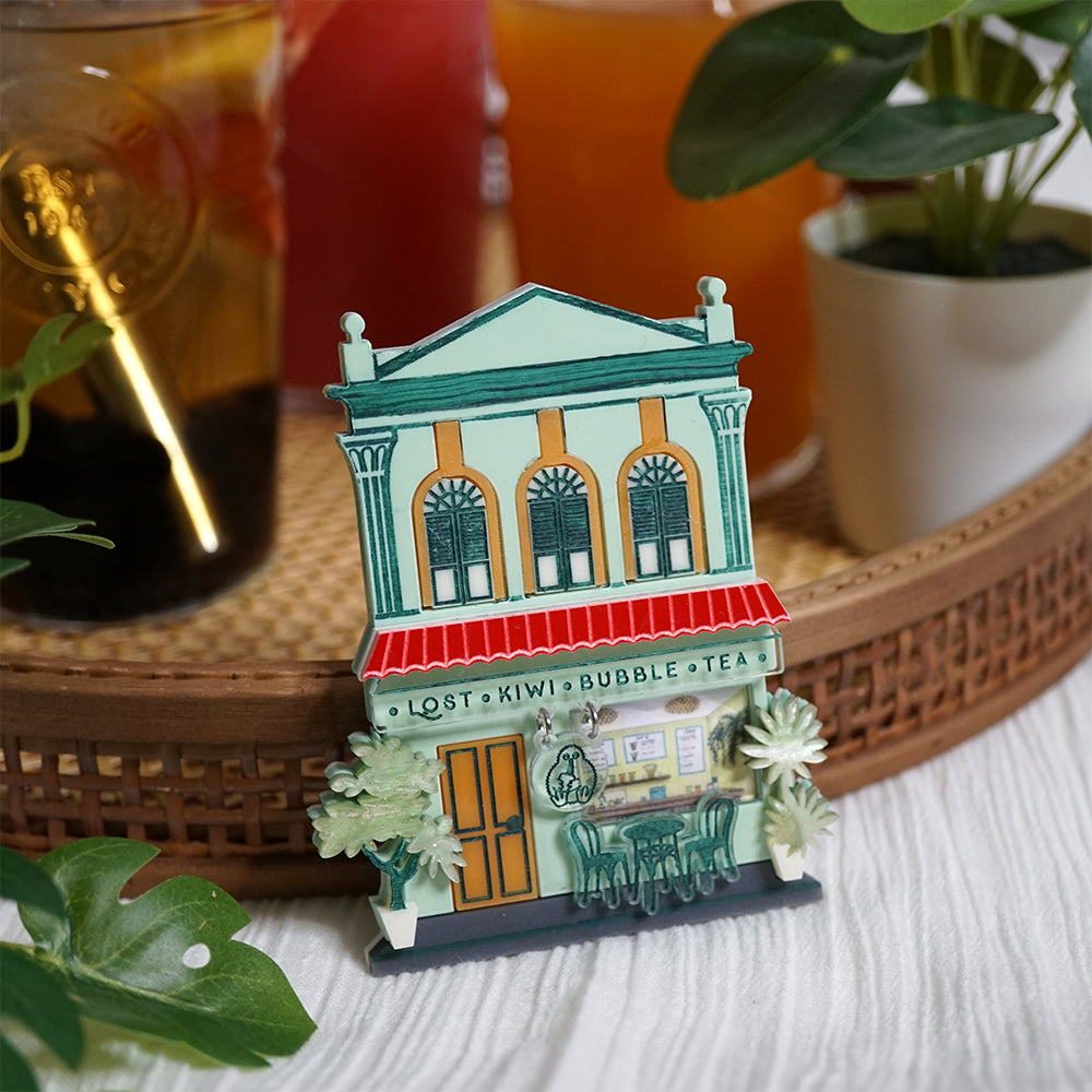 Bubble Tea Shopfront Brooch - Lost Kiwi Designs